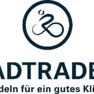 Logo der Veranstaltung Stadtradeln. Symbolbild eines Fahrradfahrers und der Schriftzug Stadtradeln Radeln f&uuml;r ein gutes Klima.